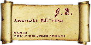 Javorszki Mónika névjegykártya